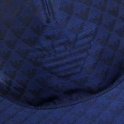 Pre Owned قبعة باسبول أمبوريو أرماني مزخرف شعار الماركة أزرق رويال مقاس وسط (ميديوم)