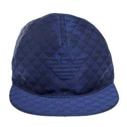 Pre Owned قبعة باسبول أمبوريو أرماني مزخرف شعار الماركة أزرق رويال مقاس وسط (ميديوم)