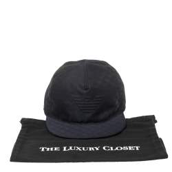 Pre Owned Emporio Armani Navy Blue Logo Detail Baseball Cap L
