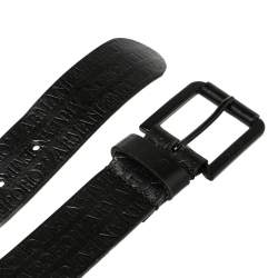 Pre Owned Emporio Armani Black Embossed Logo Leather Douglas Classic Belt 105CM