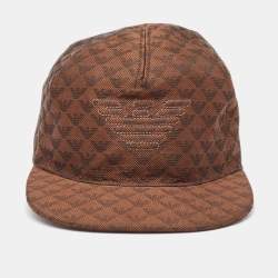 Emporio Armani Brown Logo Jacquard Aquila Baseball Hat S