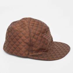 Emporio Armani Brown Logo Jacquard Aquila Baseball Hat S