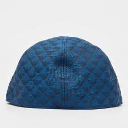 Emporio Armani Blue Monogram Pattern Canvas Baseball Cap S