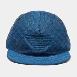 Emporio Armani Blue Monogram Pattern Canvas Baseball Cap S