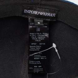Emporio Armani Blue Monogram Pattern Canvas Baseball Cap S