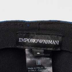 Emporio Armani Blue Monogram Pattern Canvas Baseball Cap S