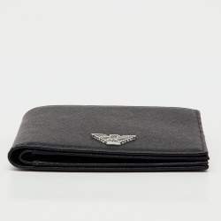 Pre Owned Emporio Armani Black Saffiano Leather Gift Set Twin Wallet