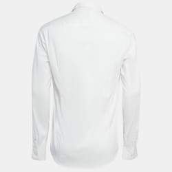 Pre Owned Emporio Armani White Stretch Cotton Button Front Shirt L