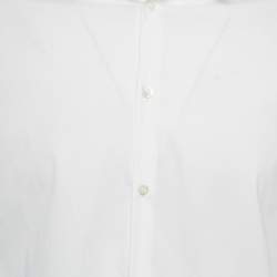 Pre Owned Emporio Armani White Stretch Cotton Button Front Shirt L
