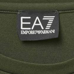 Emporio Armani Dark Green Logo Print Cotton Crew Neck T-Shirt M