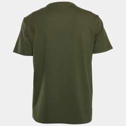 Emporio Armani Dark Green Logo Print Cotton Crew Neck T-Shirt M
