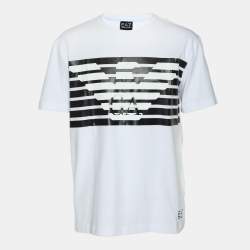 Emporio Armani White Jersey Logo Print T-Shirt XL