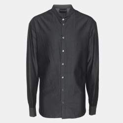 Emporio Armani Grey Textured Cotton Button Front Shirt XL