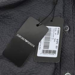 Emporio Armani Grey Textured Cotton Button Front Shirt XL
