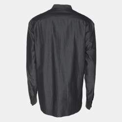 Emporio Armani Grey Textured Cotton Button Front Shirt XL