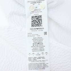 Emporio Armani White Textured Cotton Button Front Shirt L
