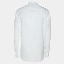 Emporio Armani White Textured Cotton Button Front Shirt L
