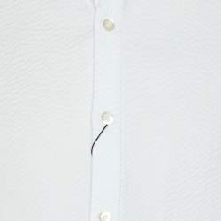 Emporio Armani White Textured Cotton Button Front Shirt L