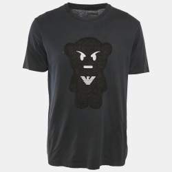 Emporio Armani Navy Blue Patch Detail Cotton Crew Neck T-Shirt XL