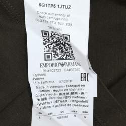 Pre Owned Emporio Armani Dark Olive Green Jersey Logo Print T-Shirt L