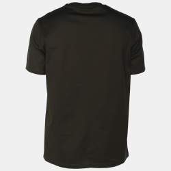 Pre Owned Emporio Armani Dark Olive Green Jersey Logo Print T-Shirt L