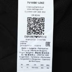 Pre Owned Emporio Armani Black Jersey Logo Embroidered Hoodie XL