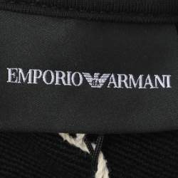 Pre Owned Emporio Armani Black Jersey Logo Embroidered Hoodie XL