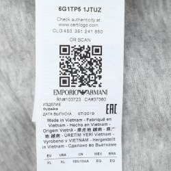 Pre Owned Emporio Armani Grey Cotton Logo Print Crew Neck T-Shirt XL