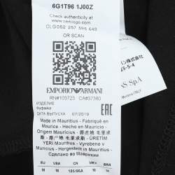Pre Owned Emporio Armani Black Jersey Logo Embroidered T-Shirt M