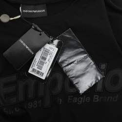 Pre Owned Emporio Armani Black Jersey Logo Embroidered T-Shirt M