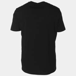 Pre Owned Emporio Armani Black Jersey Logo Embroidered T-Shirt M