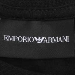Pre Owned Emporio Armani Black Jersey Logo Embroidered T-Shirt M