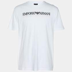 Emporio Armani White Cotton Logo Crew Neck T-Shirt L