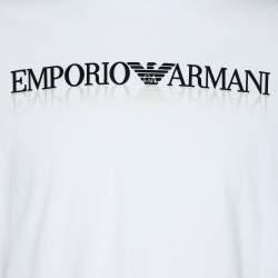 Emporio Armani White Cotton Logo Crew Neck T-Shirt L