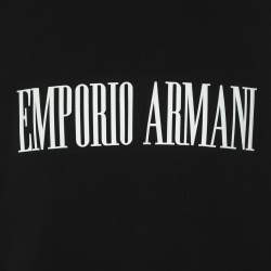 Pre Owned Emporio Armani Black Jersey Logo Print Cotton Sweatshirt M
