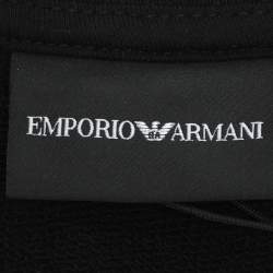 Pre Owned Emporio Armani Black Jersey Logo Print Cotton Sweatshirt M