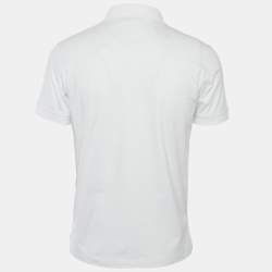 Emporio Armani Swimwear White Logo Embroidery Cotton Pique Polo T-Shirt M