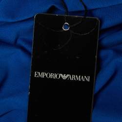 Pre Owned Emporio Armani Blue Logo Printed Cotton Knit T-Shirt L