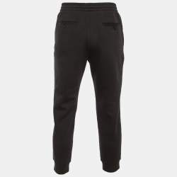 مملوكة مسبقًا بنطلون أمبريو أرماني قطن أسود بشعار مطرز للرياضة مقاس متوسط - ميديم