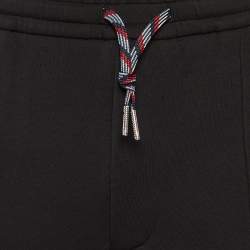 مملوكة مسبقًا بنطلون أمبريو أرماني قطن أسود بشعار مطرز للرياضة مقاس متوسط - ميديم