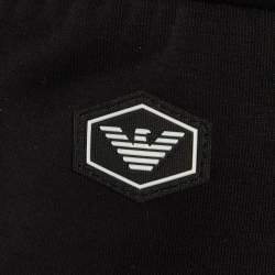 مملوكة مسبقًا بنطلون أمبريو أرماني قطن أسود بشعار مطرز للرياضة مقاس متوسط - ميديم