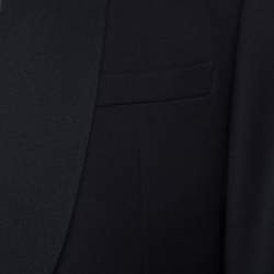 Pre Owned Emporio Armani Black Wool Satin Shawl Lapel Tuxedo Blazer 4XL