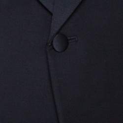 Pre Owned Emporio Armani Black Wool Satin Shawl Lapel Tuxedo Blazer 4XL