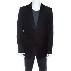 Pre Owned Emporio Armani Black Wool Satin Shawl Lapel Tuxedo Blazer 4XL