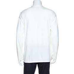 Pre Owned Emporio Armani Off White Cotton Cutout Detail Cardigan XXL