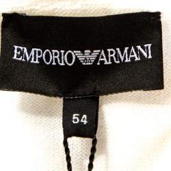 Pre Owned Emporio Armani Off White Cotton Cutout Detail Cardigan XXL
