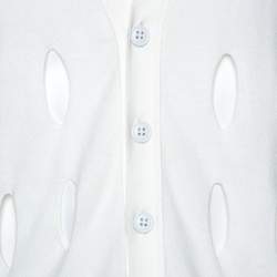 Pre Owned Emporio Armani Off White Cotton Cutout Detail Cardigan XXL