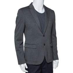 Pre Owned Emporio Armani Grey Johny Line Two Buttoned Blazer L