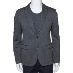 Pre Owned Emporio Armani Grey Johny Line Two Buttoned Blazer L