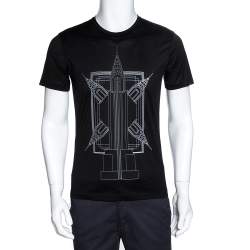 Emporio Armani Black Empire State Building Print Cotton T-Shirt M